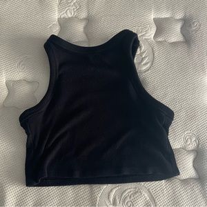 Bershka cropped tank top in black